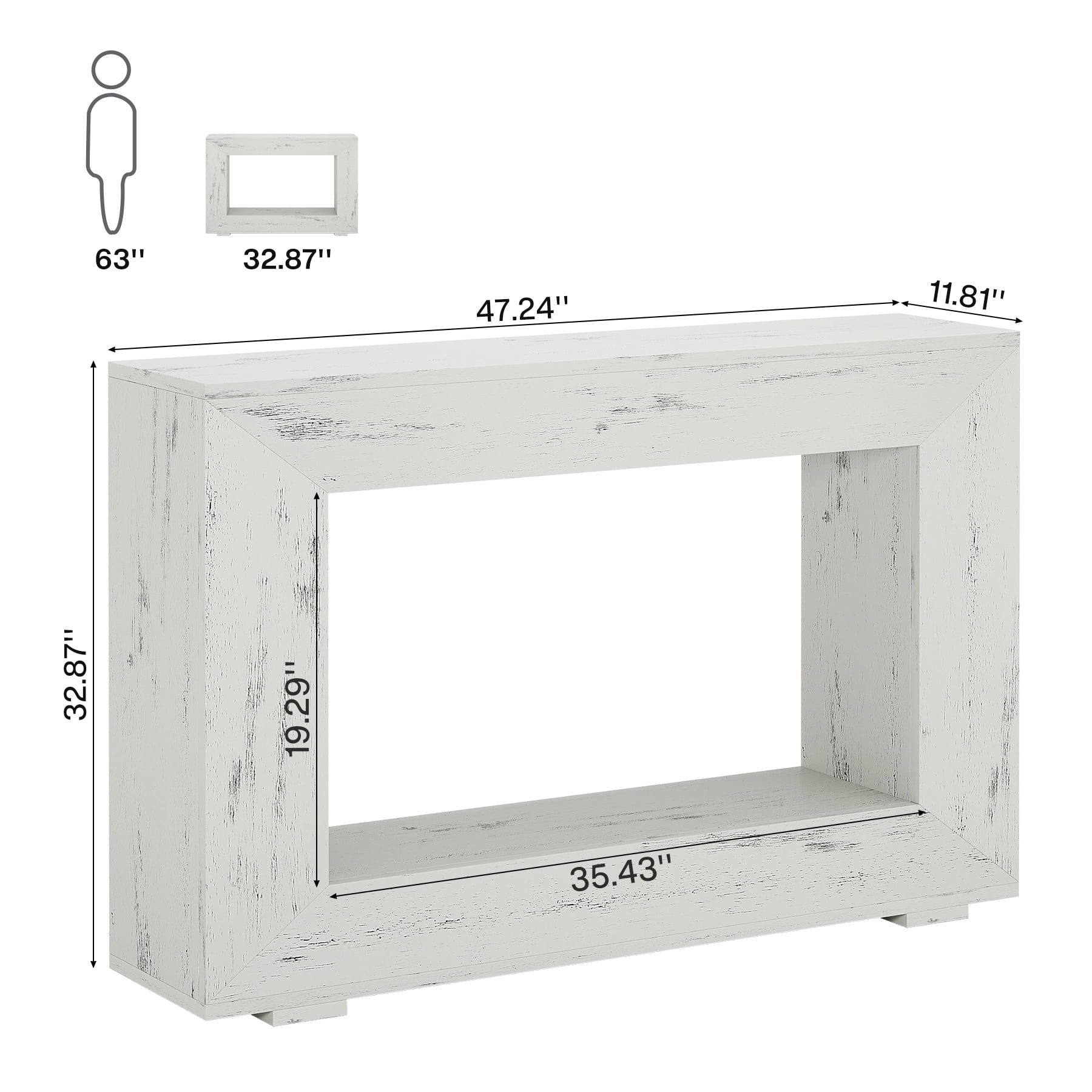 Tribesigns 47-Inch Console Table, Farmhouse Entryway Console Table with Storage, Industrial White Accent Table for Living Room, Entrance