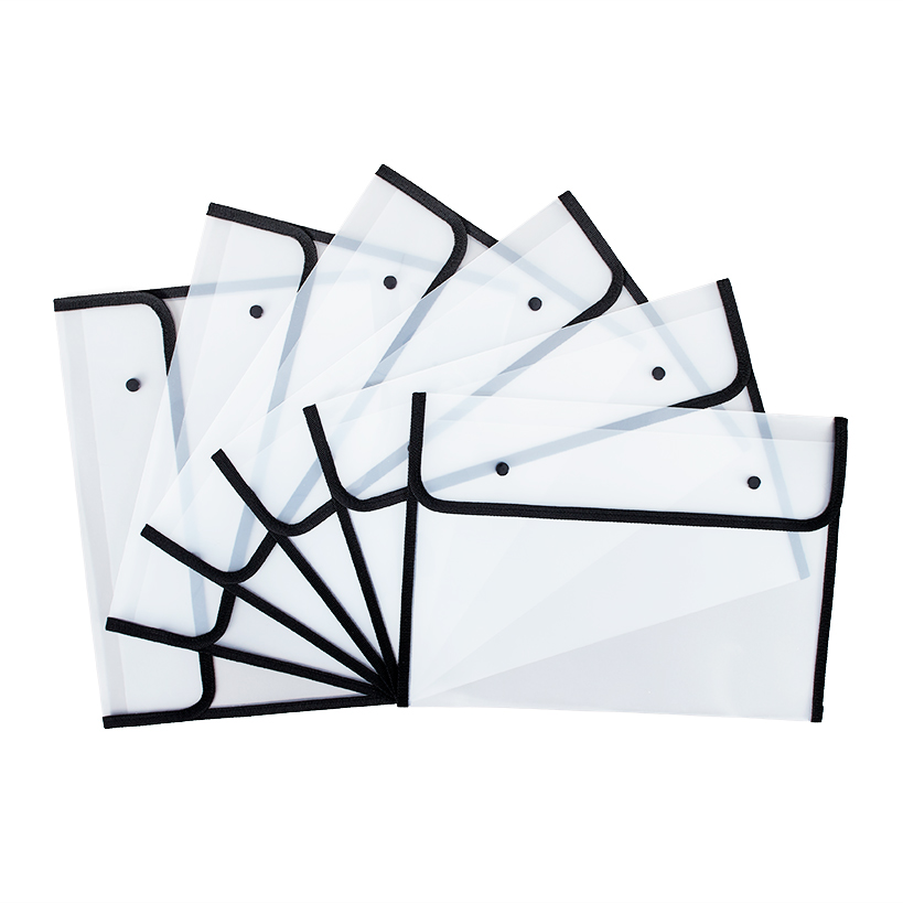 Document Folders Clear Paper Holders with Buttoned Closure Set of 6