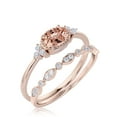 thumbnail image 3 of Gorgeous Art nouvea 1.90 Carat Oval Cut Morganite And Diamond Moissanite Affordable Engagement Ring, Moissanite Wedding Ring, One Matching Band in 10k Solid Rose Gold Gift For Her, Promise Ring, 3 of 3