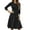 Black, variant on WTOBBY Women's Classic Solid Color Waistband Round Neck 3/4 Sleeve Dress, Flowy Midi Sundress with Timeless Style for Various Occasions,Army Green L