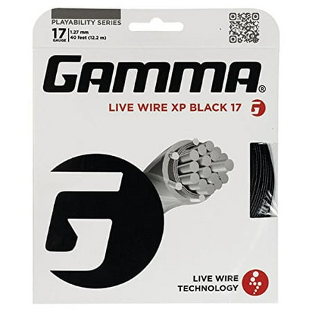 Live Wire XP Tennis String, Black, 17g, Offers a firmer crisp feel for natural gut-like playability. By Gamma Sports Ship from