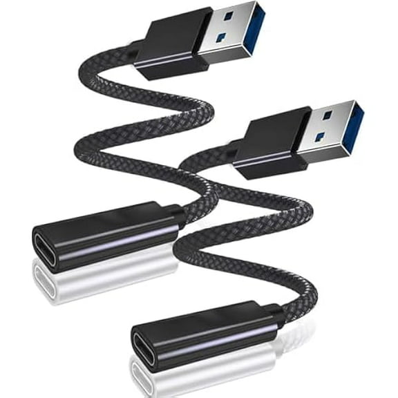 USB 3.0 to USB C Adapter 0.75FT 2Pack,USBC Female to A Male Cable,5Gbps 3.1 Type C Charger Connector for Apple iPhone 16 16e 15 Pro Max,iPad Air Mini 7,Samsung Galaxy S25 S24,Z Fold Flip