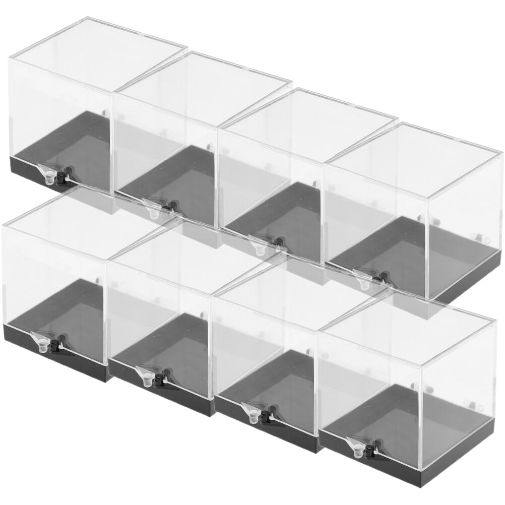 8pcs Mineral Specimen Display Boxes Specimen Storage Cases Transparent
