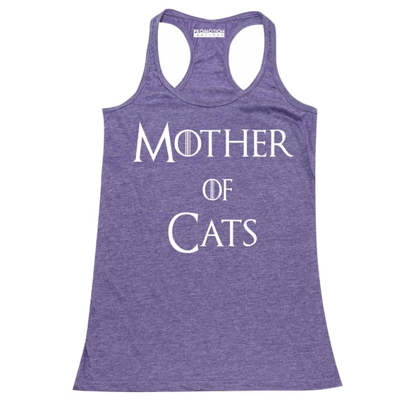 P&B Mother of Cats Funny Women's Tank Top, Heather Purple, L