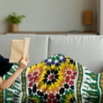 thumbnail image 3 of Moroccan Soft Flannel Fleece Throw Blanket, Vibrant Old Fashion Indie Pattern with Eastern Influences Print, Cozy Plush for Indoor and Outdoor Use, 60" x 80", Green Yellow, by Ambesonne, 3 of 5