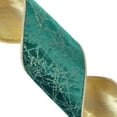 thumbnail image 2 of Vickerman 4" x 10 Yards Dark Green/Gold Lines Wired Edge Christmas Ribbon., 2 of 4