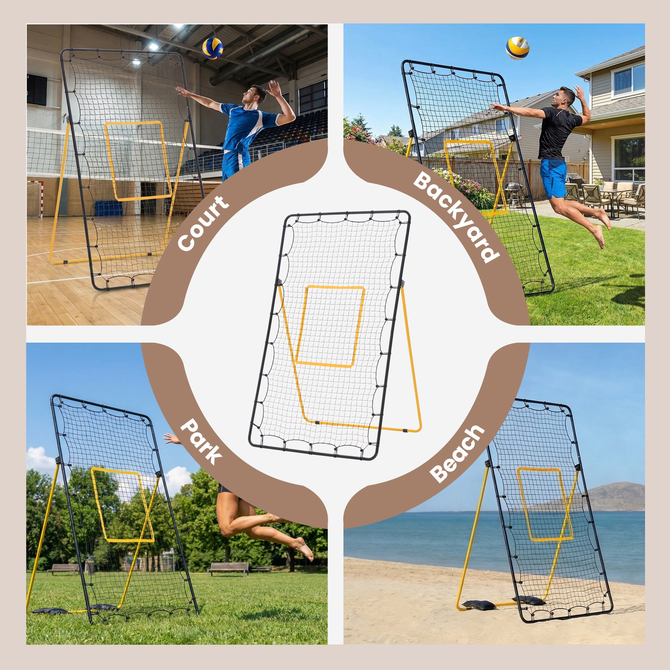 EDX Volleyball Rebounder Net with Travel Bag, Adjustable Angle Training Equipment for Solo Practice & Team Drills, Black