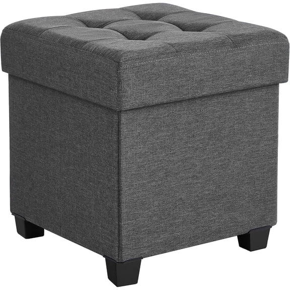 15 Inches Cube Storage Ottoman, Bedroom Bench with Storage, Foot Stool with Feet, Holds Up to 660 lb, Dark Gray ULSF14GYZ
