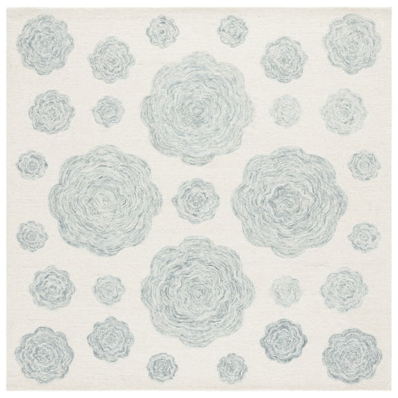 SAFAVIEH Jardin Archimedes Floral Area Rug, Ivory/Gray, 6' x 6' Square
