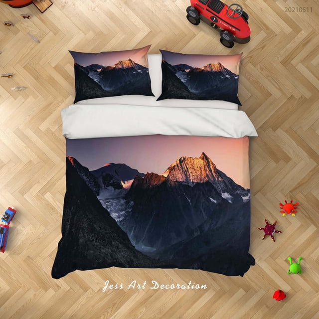3D Sunshine Paisaje de Montaña Funda de edredón Set Ropa de cama Set Funda de edredón
