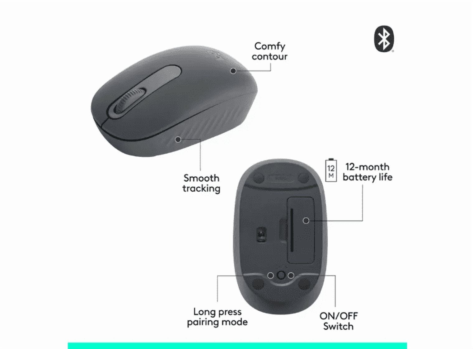 Logitech M196 Bluetooth Wireless Mouse, Compact and Portable Mouse for Laptops, Tablets and More, Graphite