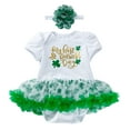 thumbnail image 5 of Coerni Baby Girl My 1st St Patricks Day Outfit Toddler Short Sleeve Ruffle Tutu Romper Dress Headband 2Pcs Clothes Set, 5 of 7