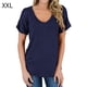 thumbnail image 1 of Camiseta de mujer con cuello en V, manga corta, bolsillo, blusa, top casual de verano, azul marino, XXL Methold  AP001345-15, 1 of 4