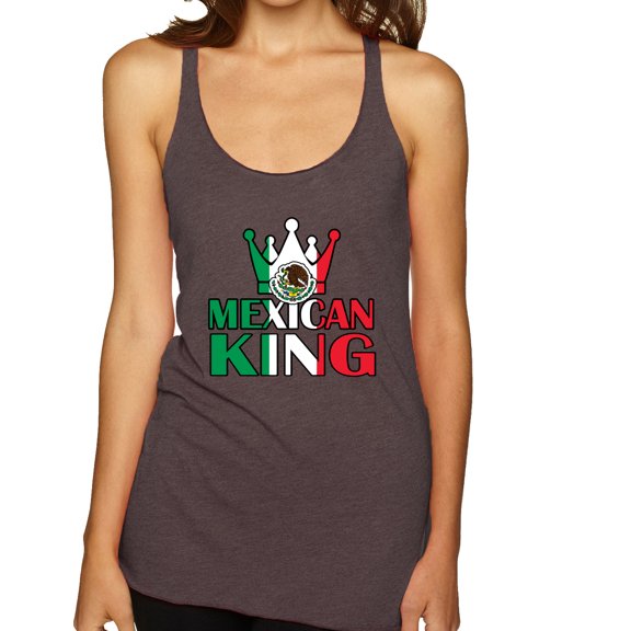 Wild Bobby Mexican King Latin Pride Women Tri-Blend Racerback Tank Top, Brown, Small