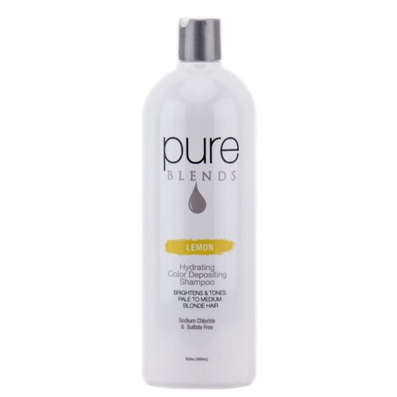 Size : 33.8 oz , Pure Blends Hydrating Color Depositing Shampoo - Lemon Hair Scalp, Pack of 1 w/ SLEEK Teasing Comb