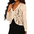 thumbnail image 5 of Women's Lace Crochet Cropped Cardigan - Delicate Stylish Party & Date Night Layering, 5 of 6