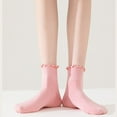 thumbnail image 2 of Ruffle Socks Cute Cotton Summer Breathable 5 Pairs Crew Socks Solid Color for Women Gift, 2 of 9