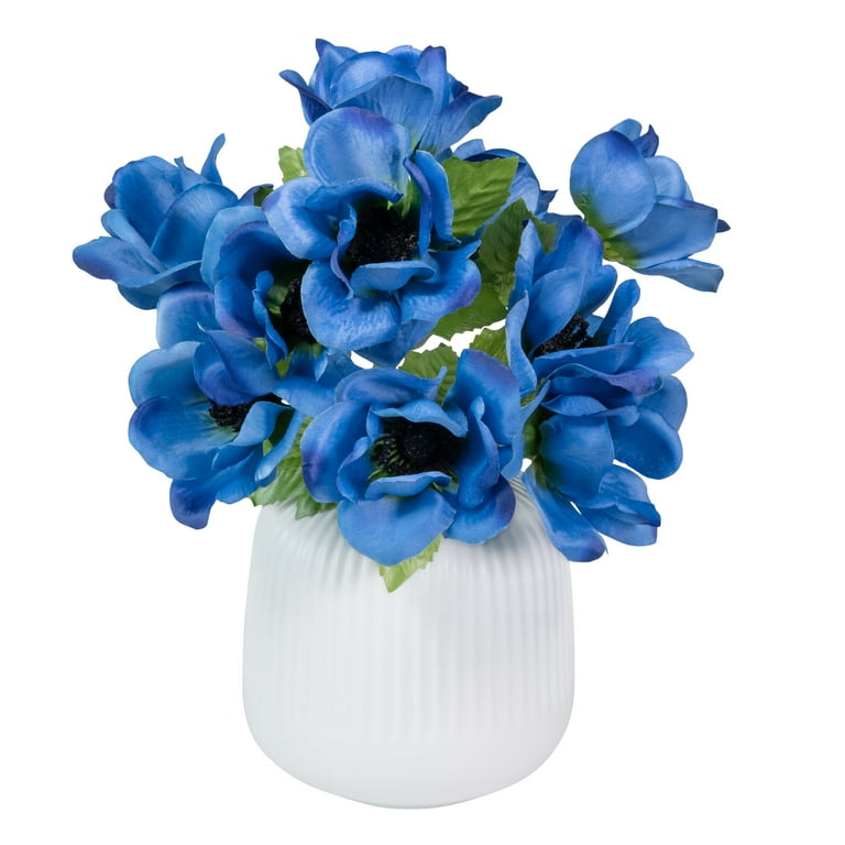 Mainstays Blue 13-inch Artificial Silk Anemone Flower Pick with 5