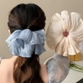 thumbnail image 2 of Elegant French Inspired Beaded Pearl Scrunchie with Ruffle Fabric Fashion Hair Accessories for Women and Girls, 2 of 8