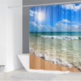 thumbnail image 3 of 4Pcs Nautical Ocean Shower Curtain Sets Sea Wooden Bathroom Set Decor with Non-Slip Rugs Bath U-Shaped Mat Toilet Lid Cover Starfish Lighthouse Bathroom Curtain Shower Set with 12 Hooks, 3 of 7
