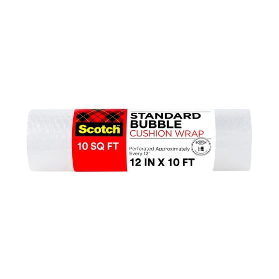 Scotch Standard Bubble Cushion Wrap, 12 in x 10 ft