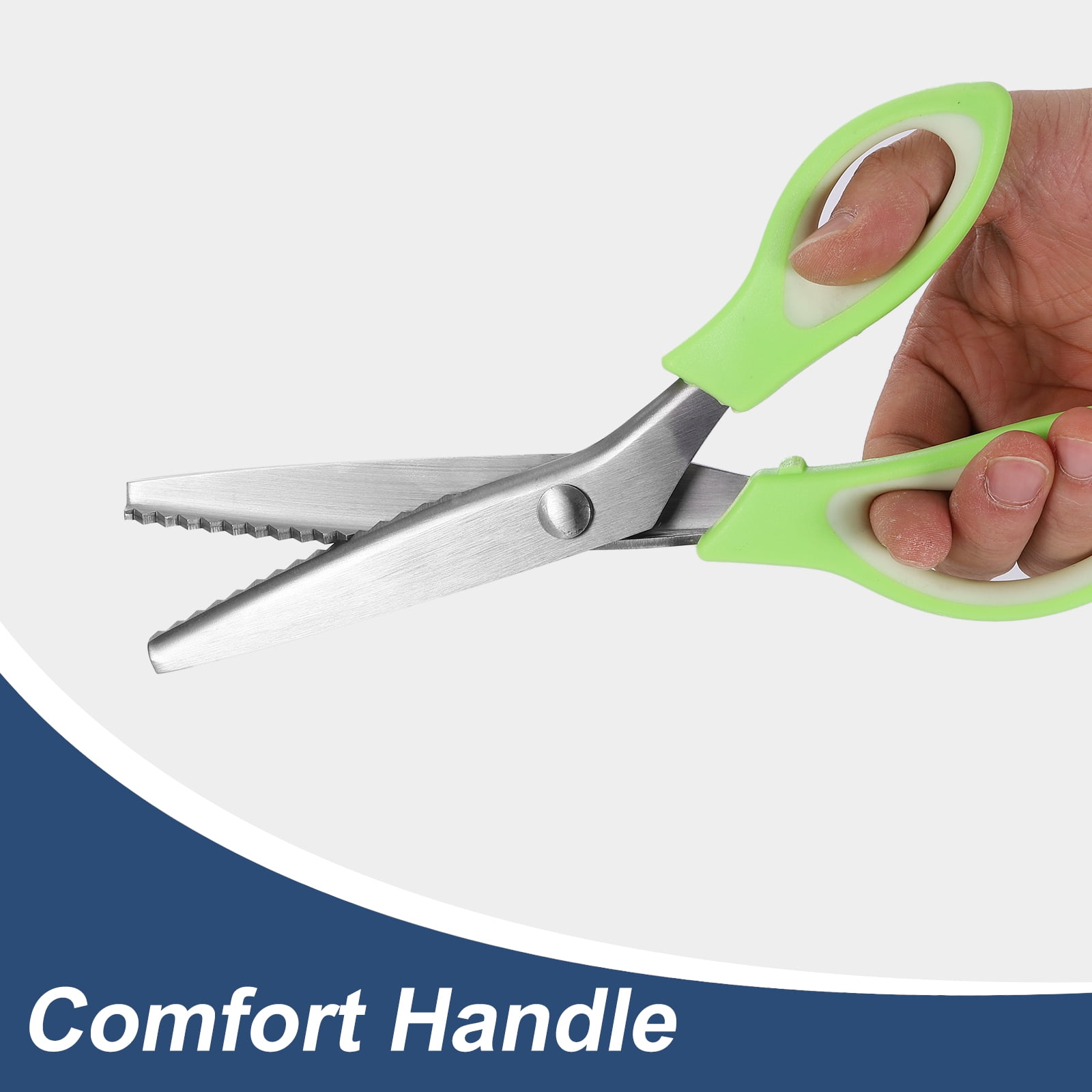 Uxcell 2pcs Sewing Scissors Stainless Steel Serrated Craft Shears White Light Green