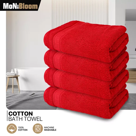 Huba Homes 4 Pieces 100% Cotton Ultra Soft Towel Set 27"x54" Absorbent Quick Dry Bath Towel