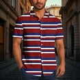 thumbnail image 2 of Wyobmus Mens Hawaiian Shirt Short Sleeve Button Down Shirts Summer Beach Shirts Casual Striped Vacation Shirts S-5X B-Burgundy, 2 of 6