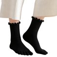 thumbnail image 4 of JUUNthy Toe Socks for Womens, Breathable Stretch Comfort Ruffles Mid Cut Casual Five Finger Crew Socks Gray, 4 of 11