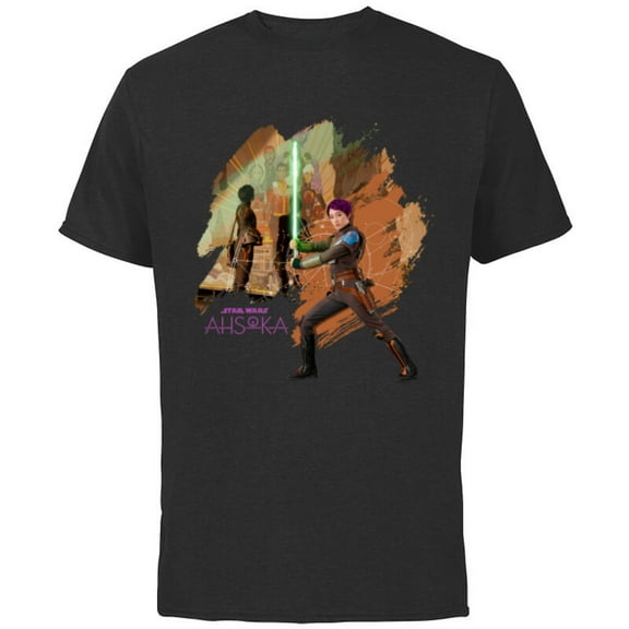 Star Wars Ahsoka Part Two Sabine Wren Mural and Lightsaber - Short Sleeve Cotton T-Shirt for Adults - Customized-Black