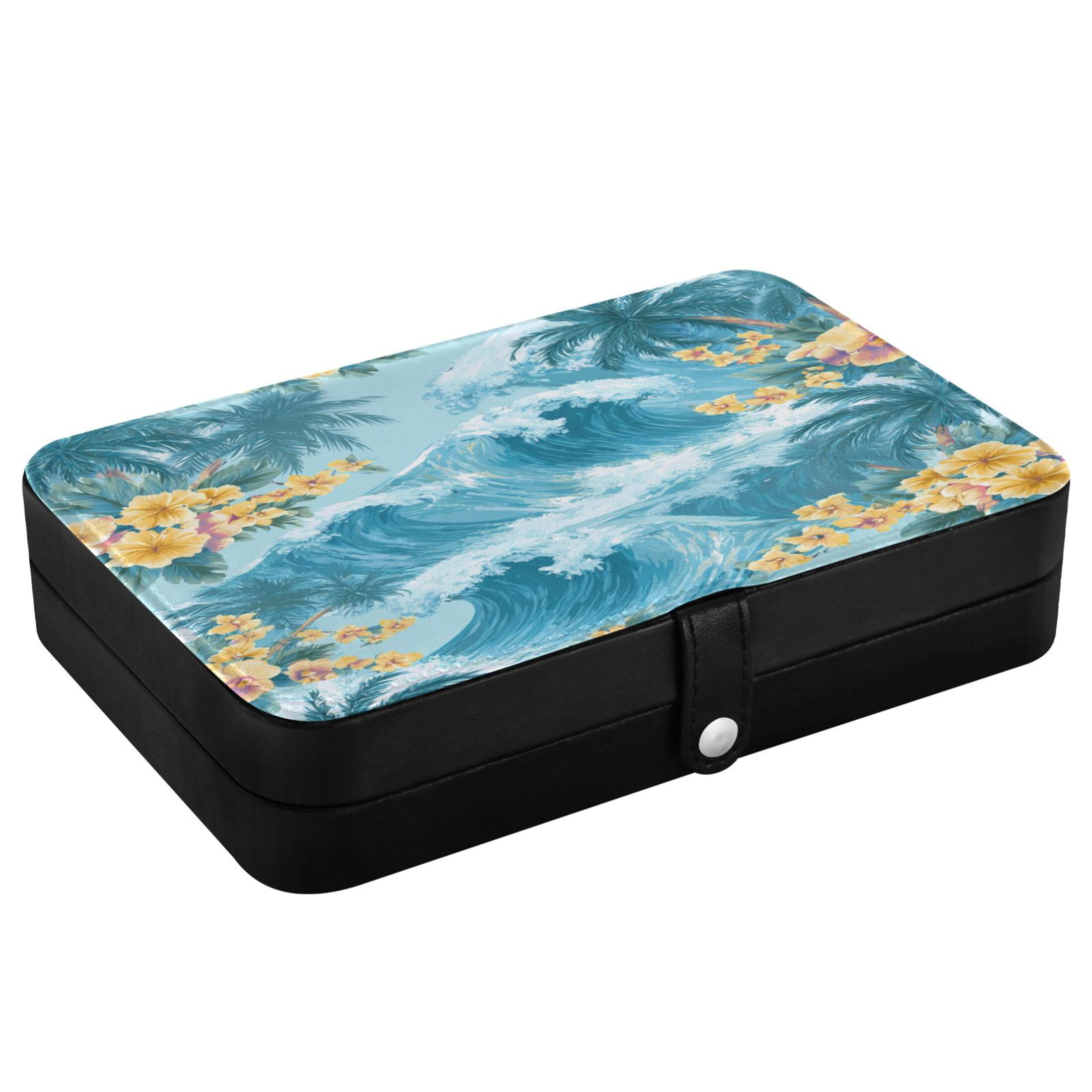 Leather Jewelry Box Travel Jewelry Storage Earrings Necklace Bracelet Watch Brooch Storage Artistic Waves