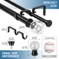 thumbnail image 3 of Urbanest Crackle Glass Flat Button 1" 5/8" Double Drapery Curtain Window Rod Set - 48" to 84", Black, 3 of 6