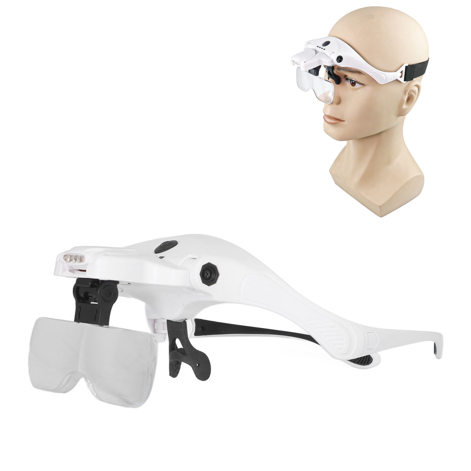Nieyigj Headband Magnifier USB Charge Acrylic Optical Lenses Ergonomic LED Illuminated Hands Free Magnifying Glass for Reading Crafts Jewelers Repair Work 5 Lenses Kit Included 8.66 inches 22 cm