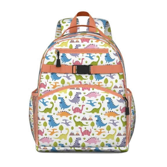 Dinosaur Print Design Toddler Backpack with Colorful Watercolor Roaring Dino and Nature-Inspired Art