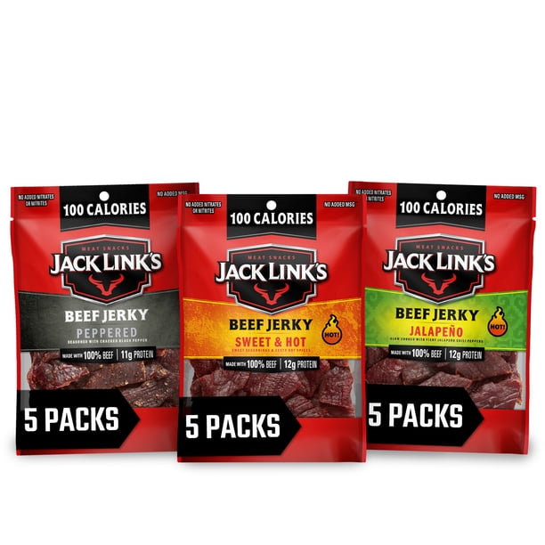 15 Pack Jack Link's Bulk Beef Jerky Jalapeño, Peppered, Sweet & Hot