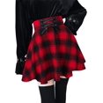 thumbnail image 2 of Plaid Skirts for Womens Irregular Hem Lace Up Short Gothic Skirts Cuadros rojo XS Cuadros rojo XS Xishao ropa, 2 of 2