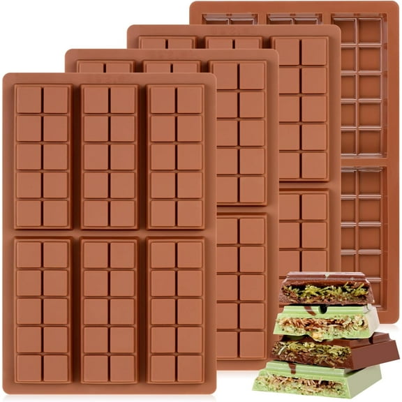 ABPETE Chocolate Molds - Non-Stick Chocolate Mold, Food Grade Silicone Chocolate Bar Mold for Baking, Candy, Chocolate Snacks,DIY Homemade - Set of 4