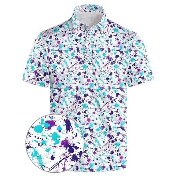 CONROSES Men's Short Sleeve Polo Shirts Graphic Y2K Collared Polo Shirt for Men Casual Golf Shirts