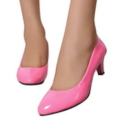 mgoYE Kitten Heels Dress Shoes For Women Ladies Summer Fall Leather Pointed Toe Stiletto High Heels Dressy Shoes|Pink 6.5