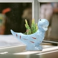 thumbnail image 6 of Ceramic Dinosaur Planter with Tray - Blue Triceratops Succulent Pot, 6 Inch Small Cactus Flower Holder, Cute Desktop Decor for Home Office, Unique Gift for Plant Lovers, 6 of 6