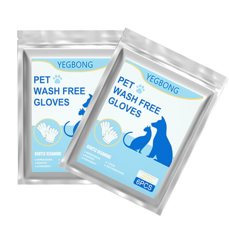

Smrinog 12Pcs Pet Grooming Gloves Cats Dogs Cleaning Gloves Rinse-Free Disposable Mittens Portable Pet Wipes Cleaning Bathing Massage Gloves Deodorant General Pet Supplies