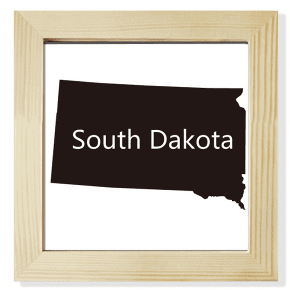 South Dakota USA Map Outline Square Picture Frame Wall Tabletop Display