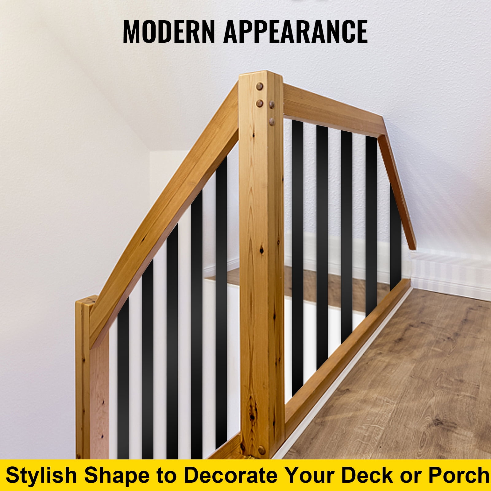 VEVORbrand 29.5" Deck Balusters, 16 Pack Flat Balusters Kits Metal Staircase Baluster With Screws, Aluminum Alloy Deck Railing for Wood and Composite Deck, Stylish Baluster