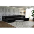 thumbnail image 4 of Maklaine Contemporary Deep Biscuit Tufted Black Velvet 3pc. Sectional, 4 of 15