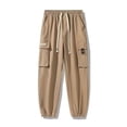 thumbnail image 1 of Loose Fit Multi Pocket Joggers For Spring Summer, Men's Street Style Waist Drawstring Casual Pants Cargo Pants For Fitness Outdo, 1 of 5