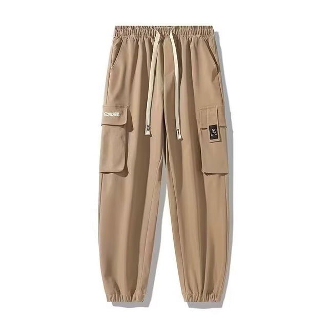 Loose Fit Multi Pocket Joggers For Spring Summer, Men's Street Style Waist Drawstring Casual Pants Cargo Pants For Fitness Outdo