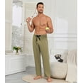 thumbnail image 6 of ANLIQI Mens Pajama Pants Rayon Made from Bamboo Soft Comfy Lounge Bottoms with Pockets 2 Pack (Dark Gray&Olive Green, M), 6 of 7