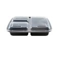 thumbnail image 1 of 33oz Black Microwavable Container w/ Lids - 3 Compartment 150 units/pack, 1 of 1