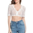 thumbnail image 4 of TYGHBN Women's V Neck Lace T Shirt Festival Casual Top Summer Spring Traditional Outfit Feminine Blouse Hand Wash Short Sleeve Tops for Women Summer and Shirt Shirts Long Sleeved T Shirt T Shirts, 4 of 7