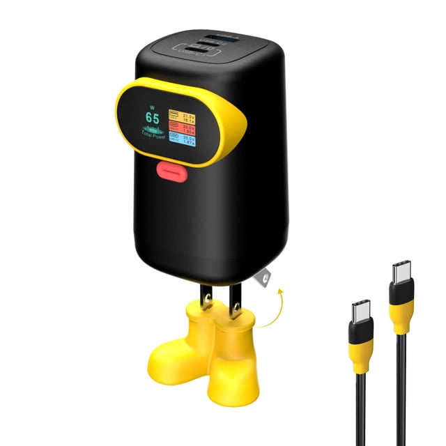 Cargador V-CHECKER USB C de 65 W y 3 puertos GaN para MacBook Pro/Air